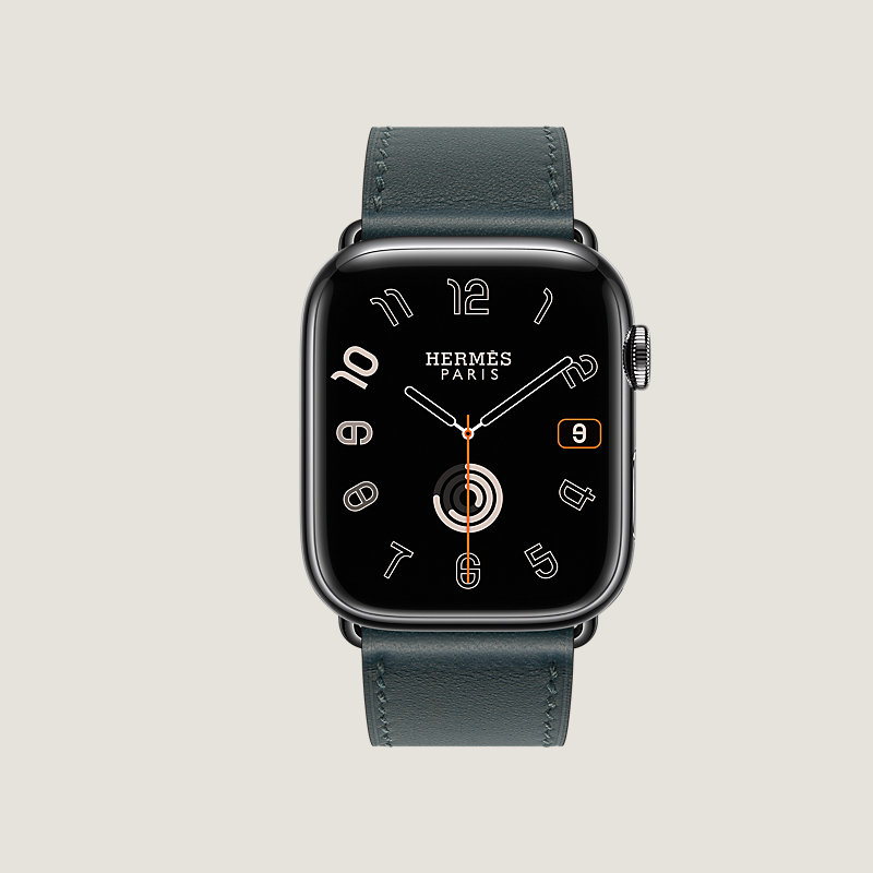 Series 9太空黑色錶殼& Apple Watch Hermès 45 mm Single Tour錶帶